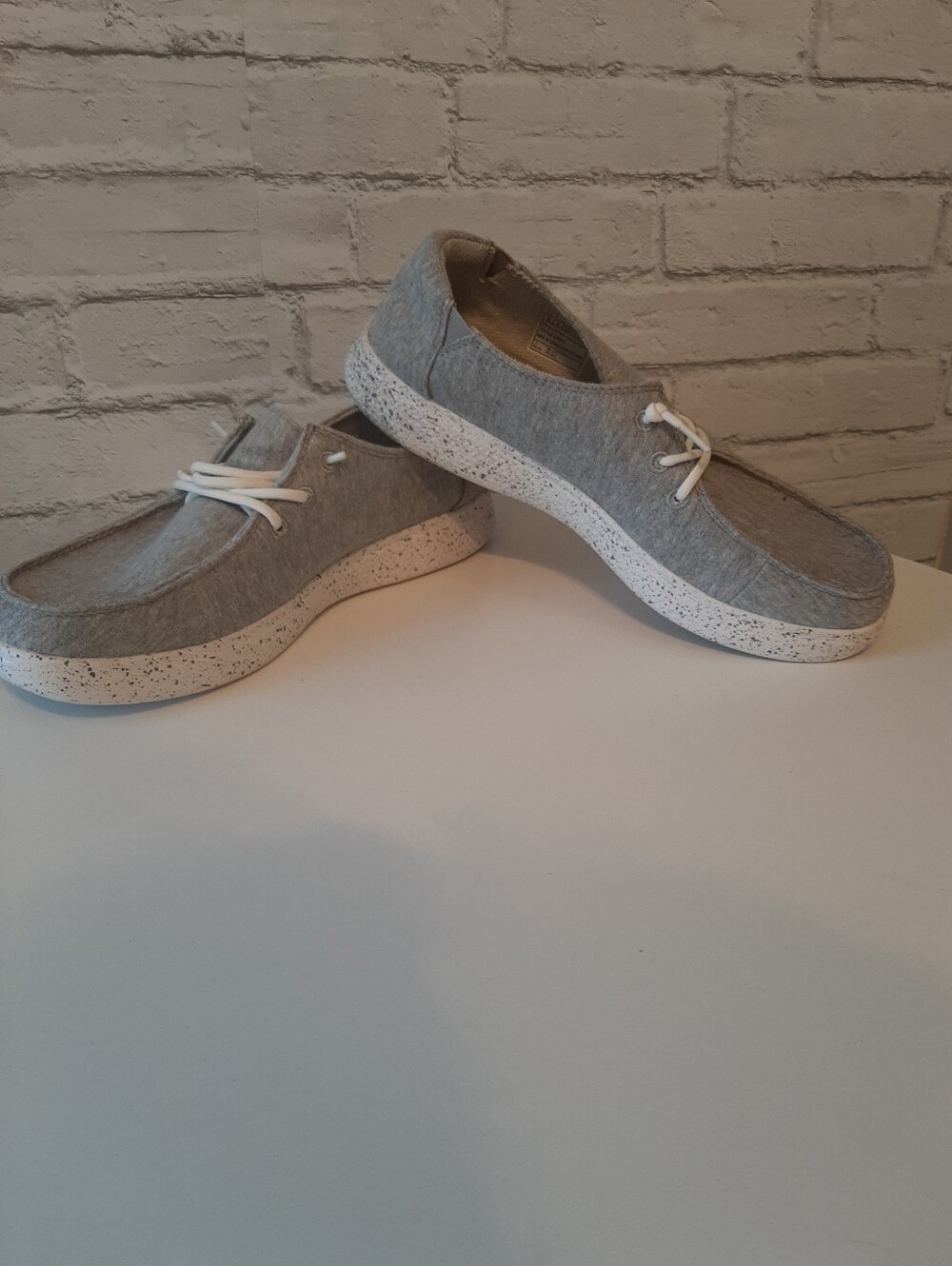 Bobs By Sketchers Women's Gray Slip-On Espadrilles Boat Shoes with White Laces